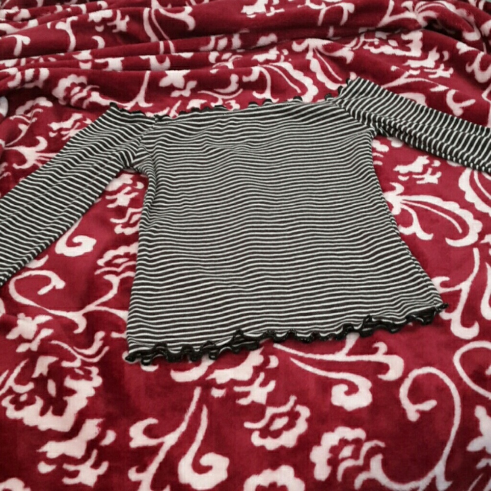 NWOT Lettuce hem fitted striped off shoulder crop